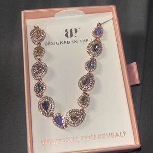 Elegant Rose Gold and Multicolor Gemstone Necklacejewel candy unicorn